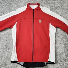 Castelli Cycling Jacket XXL Red White Full Zip Warm Winter Spring Fall 2XL