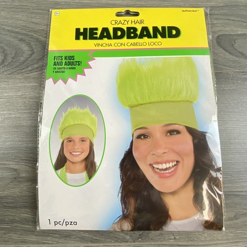 GREEN Crazy Hair Headband Cosplay TAILGATING Costume Football Spiky Hair Sport - Picture 6 of 7