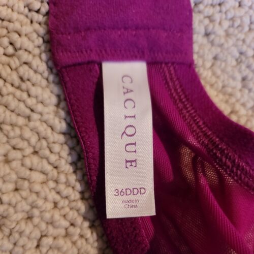 Cacique Balconette Bra Womens Size 36 DDD Lightly Plum Purple Lace Underwire - Picture 7 of 9