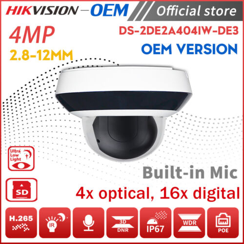 Hikvision OEM DS-2DE2A404IW-DE3 4MP 4x Zoom IR DarkFighter Kamera IP 2,8-12mm - Zdjęcie 1 z 13