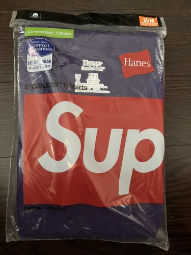 Supreme Hanes Tagless T-shirts Tee (Pack of 2) Purple Sz M