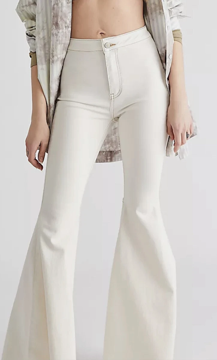 White stretch hotsell flare pants