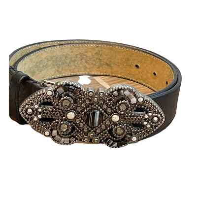 Leatherock Black Embellished Studded Buckle Genuine Leather  display picture 2