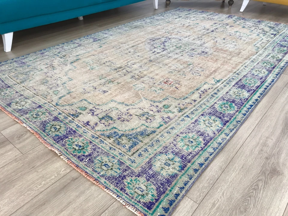 Alfombra bohemia, alfombra turca, alfombra, alfombra vintage, alfombra de área, 5,8 x 9,2 pies Foto 2 de 4