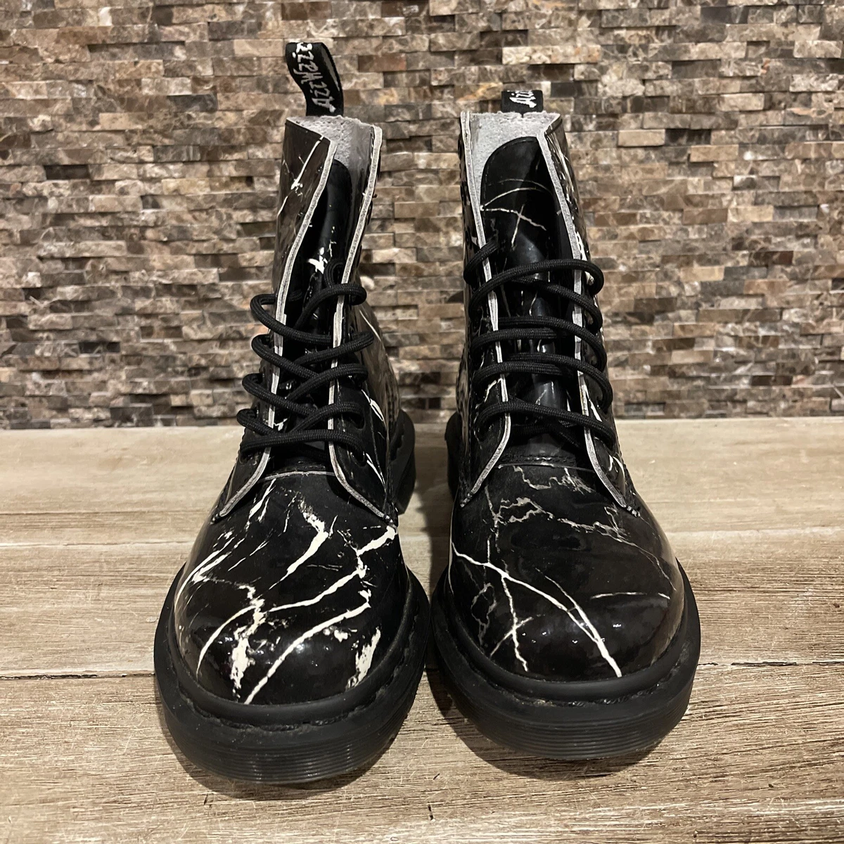 kristal Fabel B.C. Dr.Martens Pascal Marble Boots 1460 Womens Sz 6 Patent Leather Black White  $298 | eBay