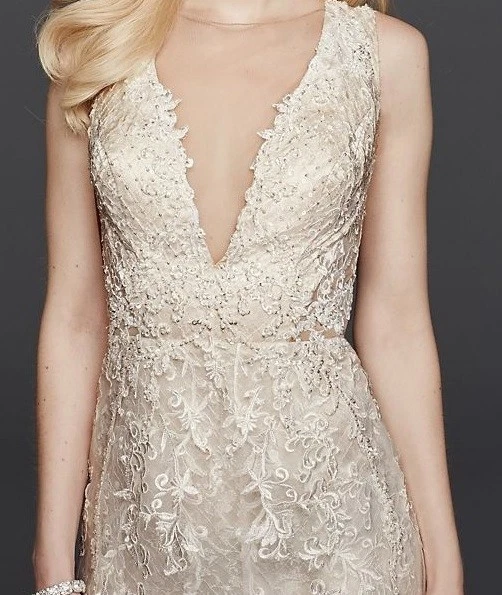 Customized Ivory Vintage Wedding Dress Galina Signature Size 0 with Tags - Image 4 of 4