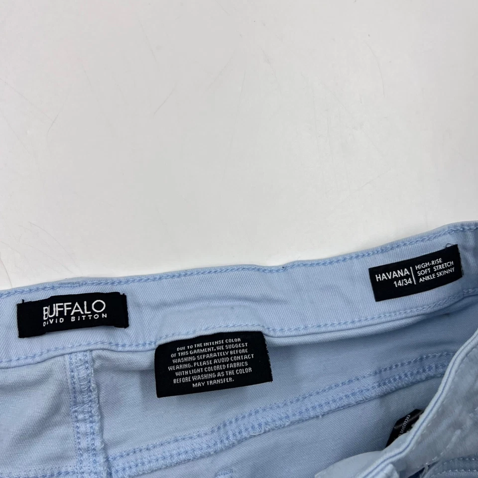 Buffalo Bitton Womens Havana Pants Size 14 Light Blue Skinny Leg Flat Front - Image 4 of 4