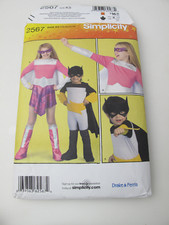 cut Simplicity Sewing Pattern 2567 Child, Boys And Girls, Super Hero Costume K