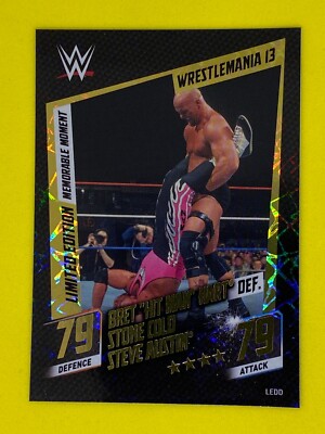 Bret Hart Stone Cold WWE Slam Attax Now Then Forever Limited Edition Karte LEDD