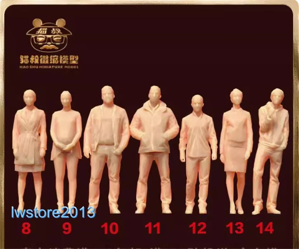 1/87 Passersby 8-14 Series A Set of Seven Person Miniature Scene Props - Image 2 of 3