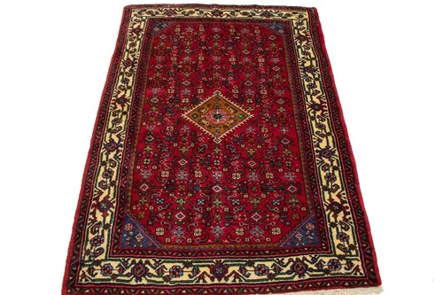 Handmade Vintage Oriental Rug Red Tribal Floral Design Wool Décor Carpet 3X5 ft - Picture 12 of 14
