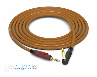 Canare Quad Instrument Cable | Silent 1/4'' TS to 90° 1/4'' TS | Brown 18 Ft