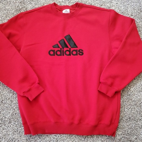 Adidas 00s Style Herren M Rot Sweatshirt Große Stickerei Schwarz Logo Relaxed Baggy  - Bild 1 von 11