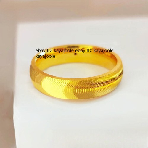 Pure 999 24K Yellow Gold Lucky 3.5mm Shiny Ring Men Women Band US 4/5/6/7/8/9 - Picture 14 of 30