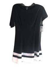 Chaps Petite Medium Mini Dress Colorblock Black And White New Short
