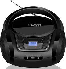 CD Player Portable Boombox with FM Radio/USB/Bluetooth/AUX Input and Earphone