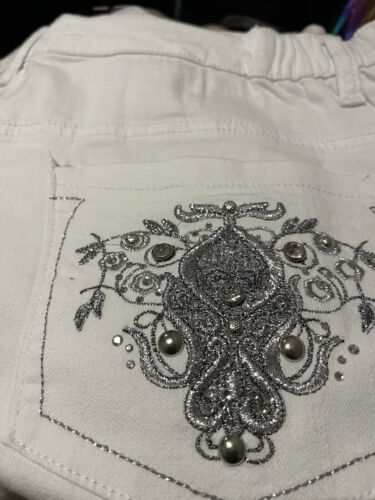 WHITE Denim Classic Fit Bling Embellished Pocket Stretch Jeans Size 18, NWT - Picture 6 of 7