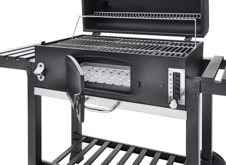 XXL Smoker Barbecue Outdoor Charcoal Portable Grill BBQ with Cover Wheels Table - Image 3 of 4