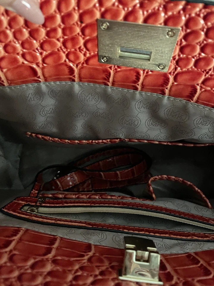 Bolsa de ombro Michael Kors Hamilton grande satchel NS tote saffiano - cro mandarim - Imagem 3 de 4