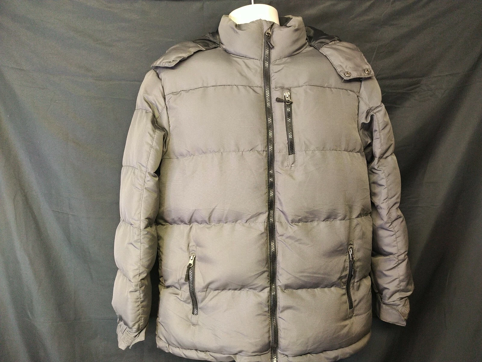 Outdoor Life Men's Hooded Puffer Jacket Gray Coat Size Small