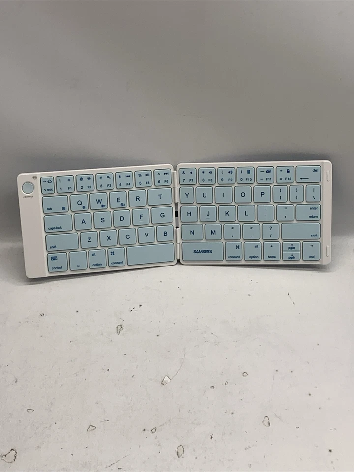 Blue Wireless Keyboard Foldable Pocket Size Bluetooth Portable Ergonomic Compact - Image 3 of 4