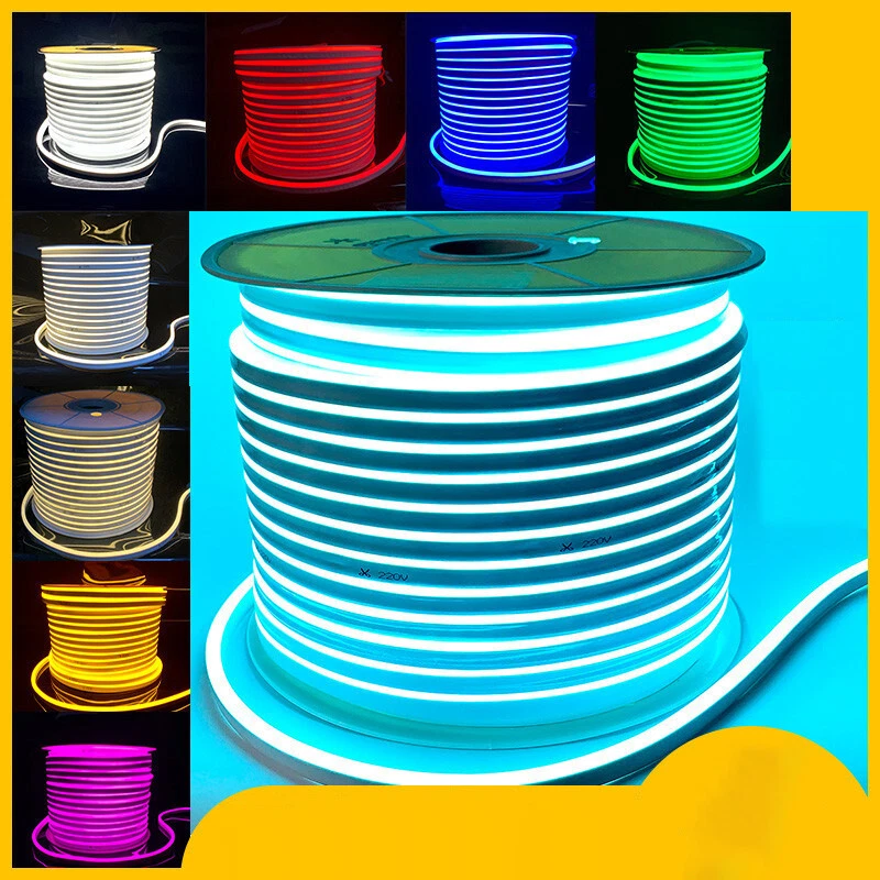 100ft 24V LED Neon Rope Light Strip Waterproof Indoor Outdoor Builing Home Decor