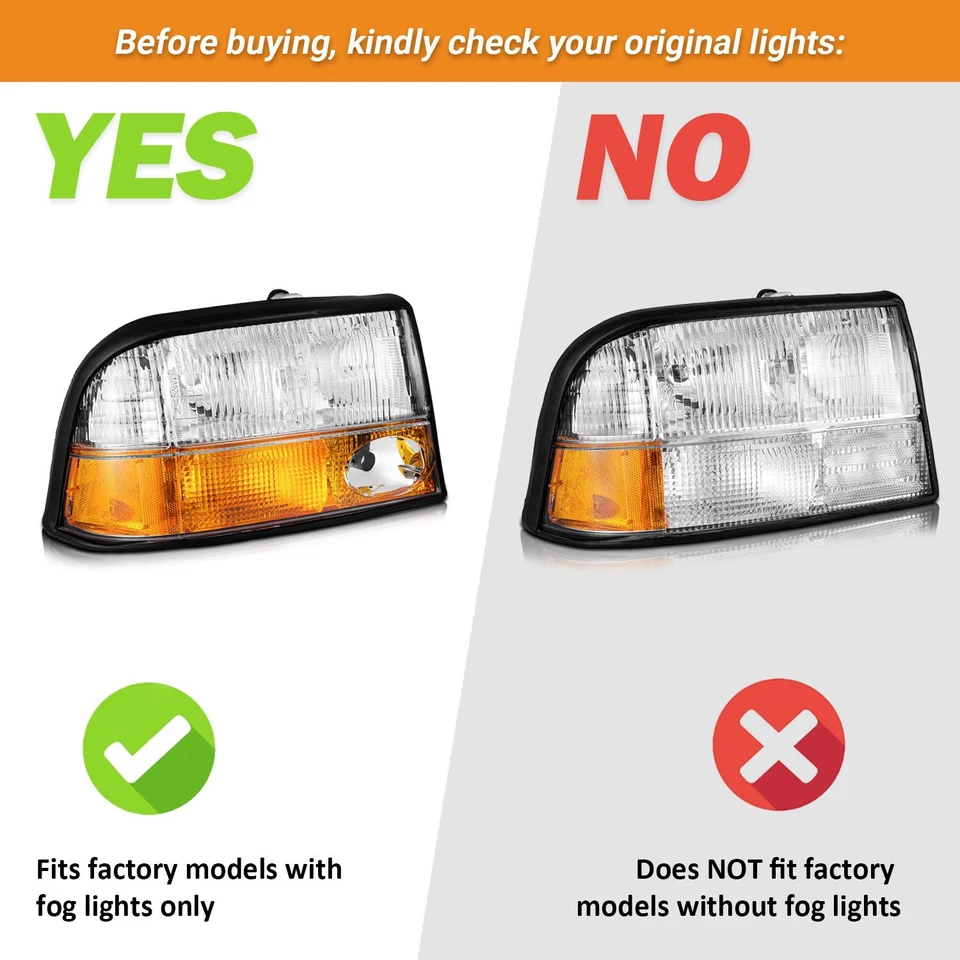 Pair Headlights For 1998-2004 GMC Sonoma S-15 1998-2001 Jimmy Oldsmobile Bravada Foto 2 de 4