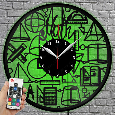 LED Clock Mathimatics Vinyl Record Wall Clock Led Light Wall Clock 3277