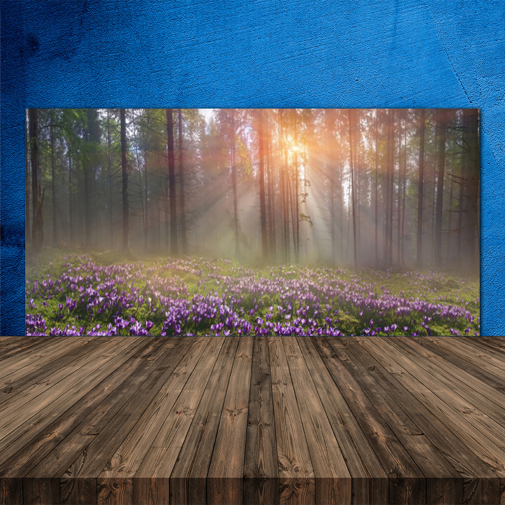 Crédence de cuisine en verre feuillage 120x60 fond de hotte fleurs