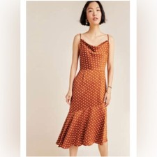 J.O.A. Yellow Polka Dots Satin Asymmetrical Dress US M