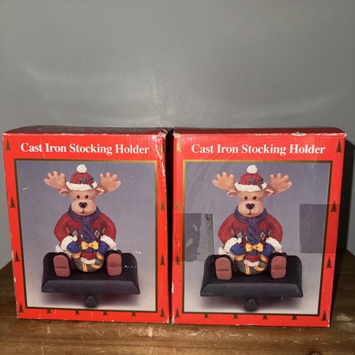 The Heritage Mint Ltd Cast Iron Stocking Holder Moose Heavy 2 NIB