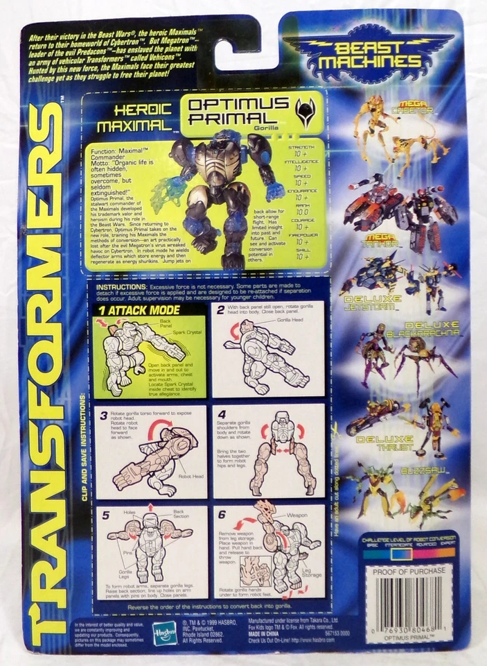 Hasbro Transformers Beast Machines DeluxeHeroic Maximal Optimus Primal 1999 Foto 3 de 4