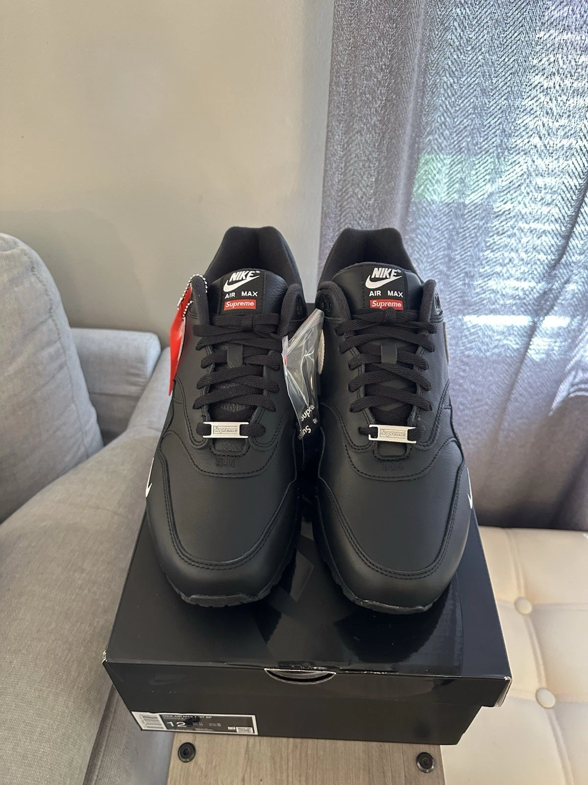 Nike Air Max 1 '87 SP HF8813 001 blanc cassé Travis Patta Concepts noir suprême