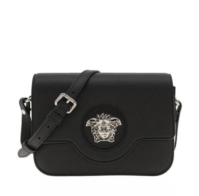 $1750 Versace Medusa Crossbody Bag Black Leather