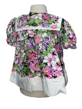 Baby Togs Green Pink Purple Floral Sailor Style Vintage Girl's Dress Size 18 Mon