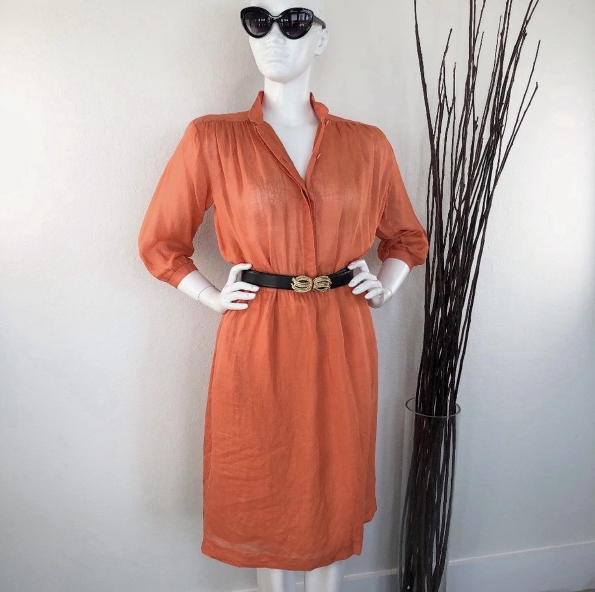 linen shirt dress knee length Marina Rinaldi | Woman - Linen shirt dress - Bordeaux