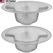 2 Pack - 4.5" Top / 3" Mesh Basket - Kitchen Sink Drain Strainer Silver