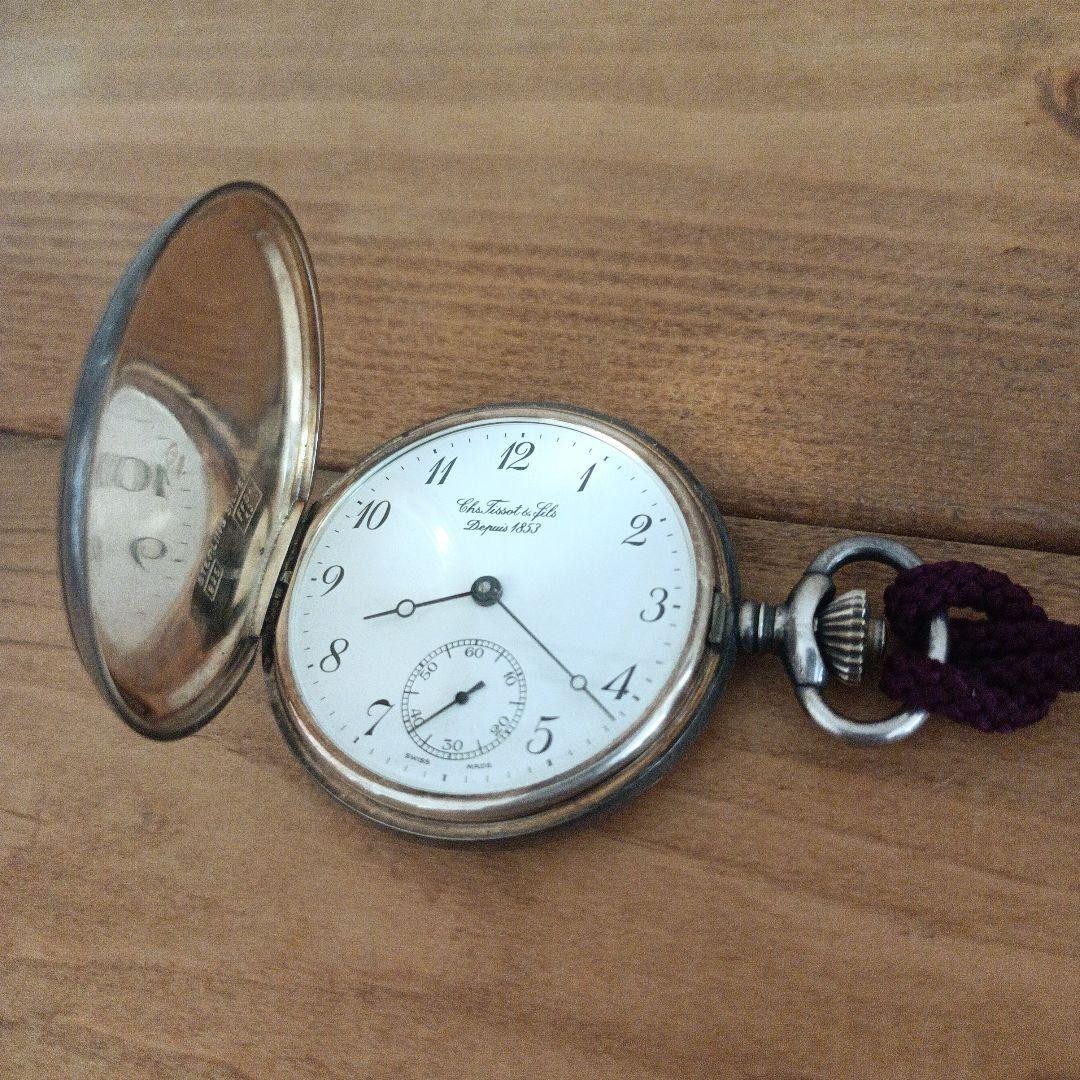 Working TISSOT Pocket Watch Mechanical Silver 925 Hand Winding Discontinued Rare