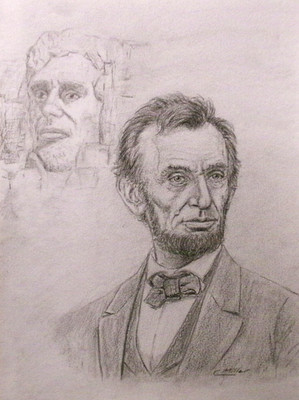 Original Drawing Abraham Lincoln Portrait Sketch 9x12 President Wall Art Signed