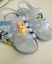Bluey Bingo Silver Glitter Jelly Sandals Slip-On Straps Unisex Kids Size 10