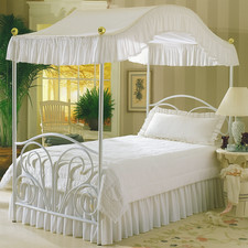 Queen Canopy Bed Top Cover Princess Solid White Fabric for Flat and Arched Types