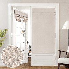 100 Natural Linen Blackout French Door Curtains, Privacy Door Window Curtain...