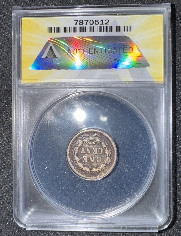 1859 Indian Head Cent - ANACS VF  20 Newly Graded / New Holder  corroded - Image 3 of 4