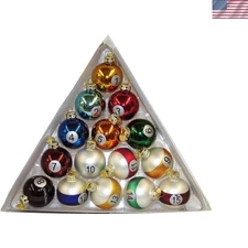 40mm Medallion Collection: Vibrant 15 Piece Christmas Pool Ball Ornaments