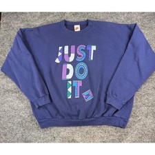 Vintage 90s Nike Just Do It Sweatshirt Navy Blue Graphic Crewneck XL Made in USA
