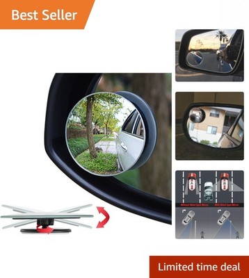 Weatherproof 2'' HD Glass Blind Spot Mirrors - Enhanced Viewing for Safer Driving