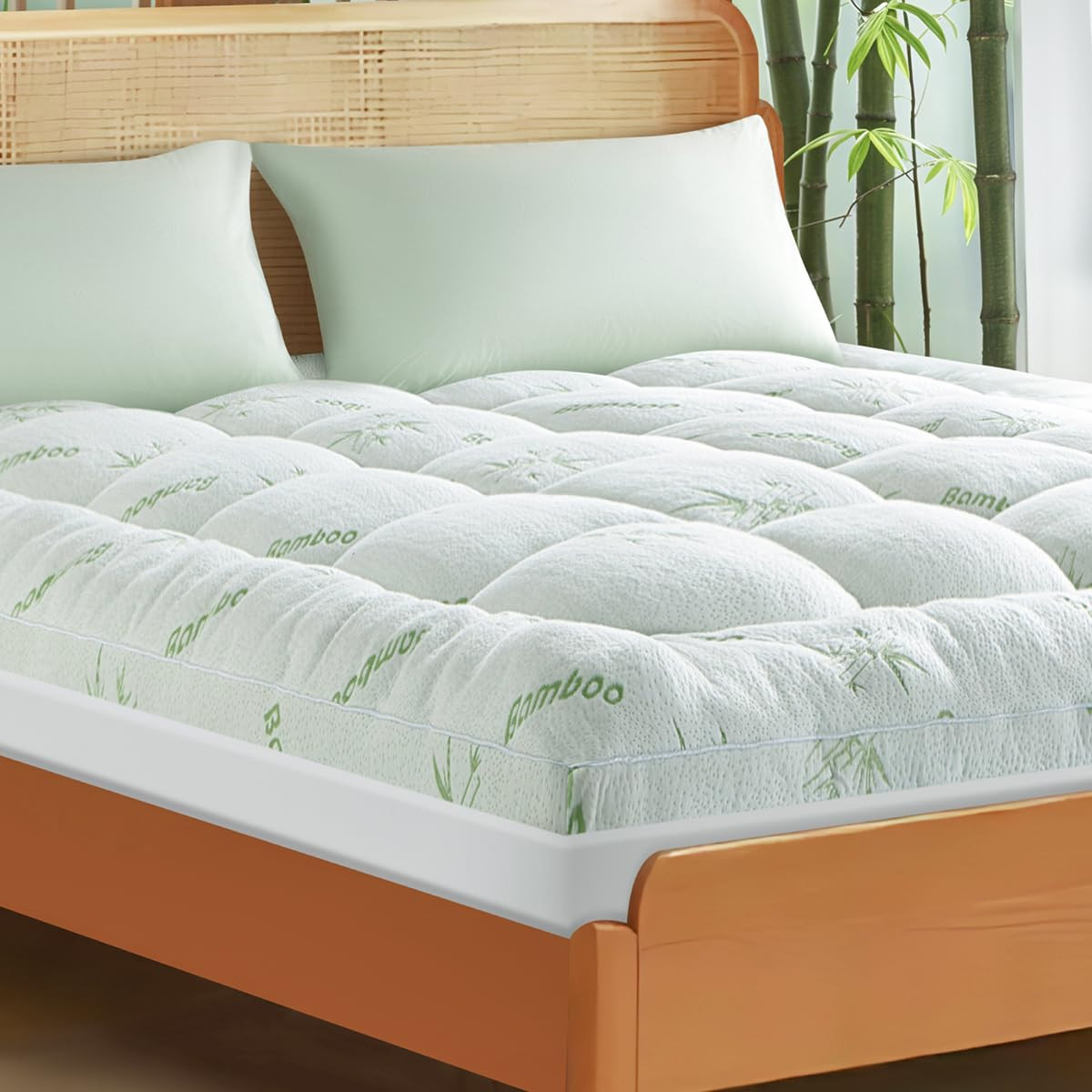 Cooling Bamboo Queen Mattress Topper Extra Thick 1200 GSM Down Alternative Comfort