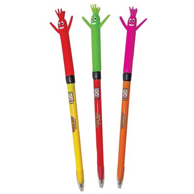 Tube Guy Pen Pack of 12 Fun Wiggle Dance Pens Bright Color Combos Novelty