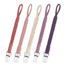 Braided Pacifier Clips Baby Girl - Unisex Design Binky Clips with Teething Strap