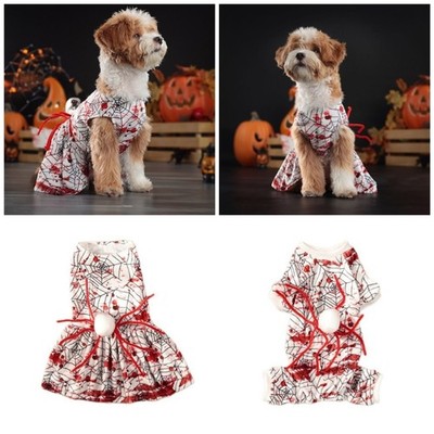 Festival Halloween Blood Spiderwebs Pet Costume Home Party Gathering Dog Dress